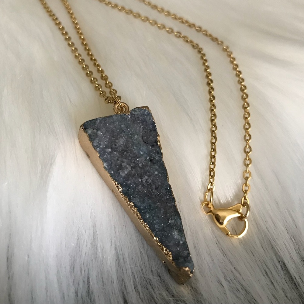 Natural Druzy Agate Necklace - Picture 3 of 8